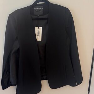 Women's Black Open-Front Blazer Jacket